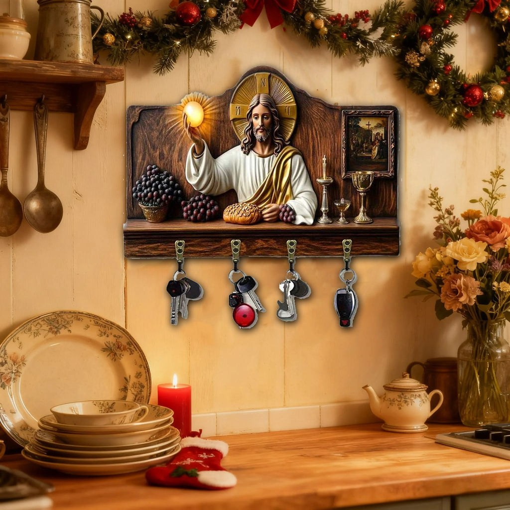 🎁✝️Communion themed wooden multifunctional home key holder (11.8 "X9 in")(2D Flat Products)