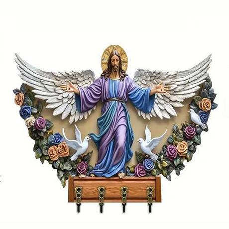 🎁✝️Communion themed wooden multifunctional home key holder (11.8 "X9 in")(2D Flat Products)