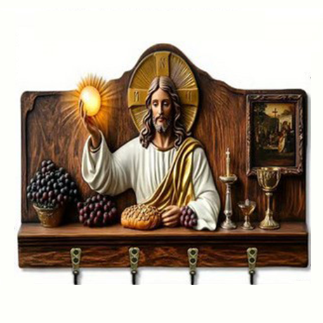 🎁✝️Communion themed wooden multifunctional home key holder (11.8 "X9 in")(2D Flat Products)