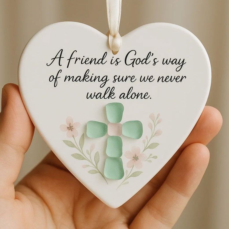 ❤️Heart-Shaped Sea Glass Friendship Decor🌊✨ Shaped by Nature & Crafted by Hand💝