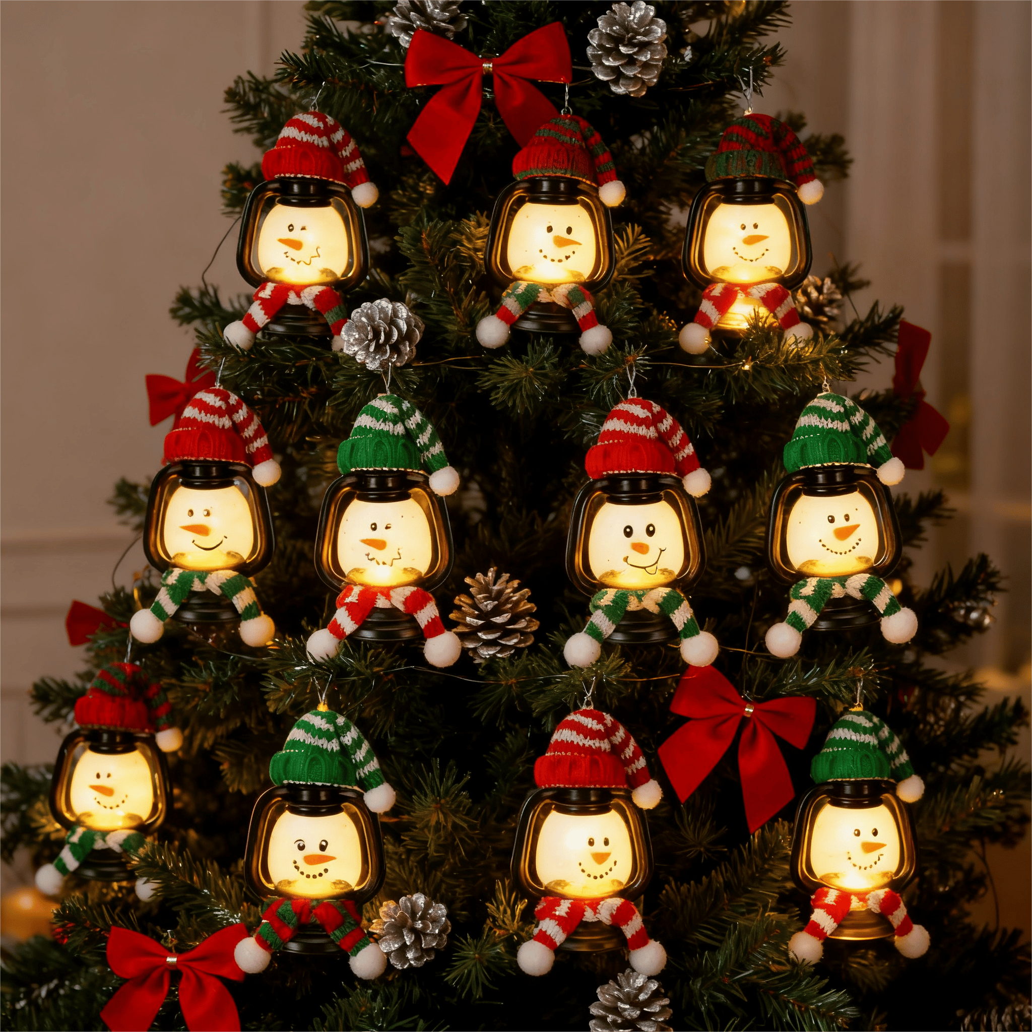🎄Christmas Sale 49% OFF⛄ Snowman Lantern with Hats and Scarves