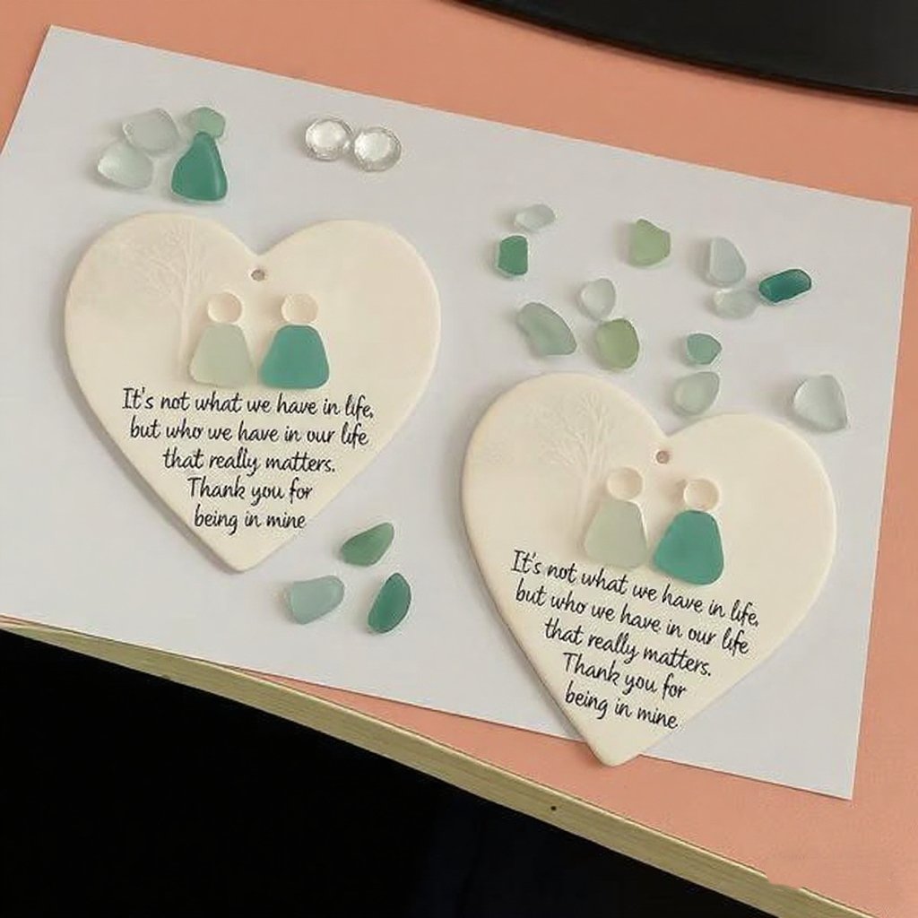 ❤️Heart-Shaped Sea Glass Friendship Decor🌊✨ Shaped by Nature & Crafted by Hand💝