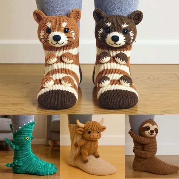 Cozy 3D Knit Animal Socks, Cute & Comfy for You or a Lovely Gift 💝