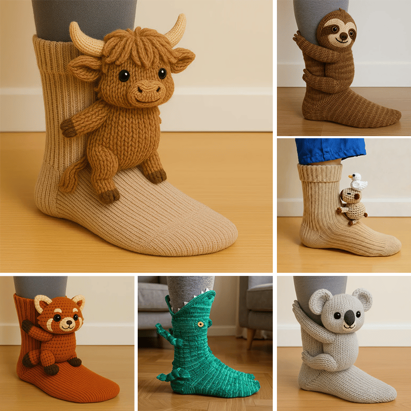 Cozy 3D Knit Animal Socks, Cute & Comfy for You or a Lovely Gift 💝