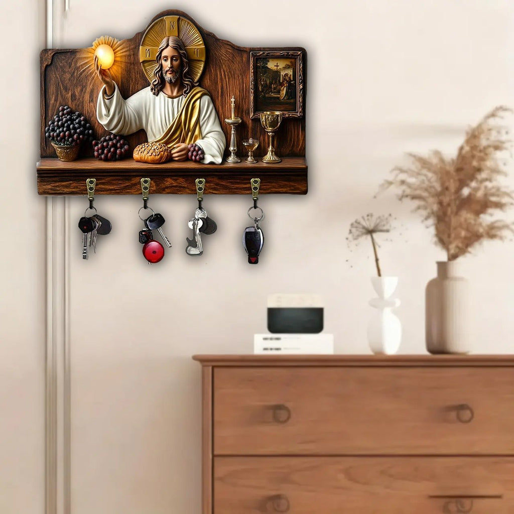 🎁✝️Communion themed wooden multifunctional home key holder (11.8 "X9 in")(2D Flat Products)