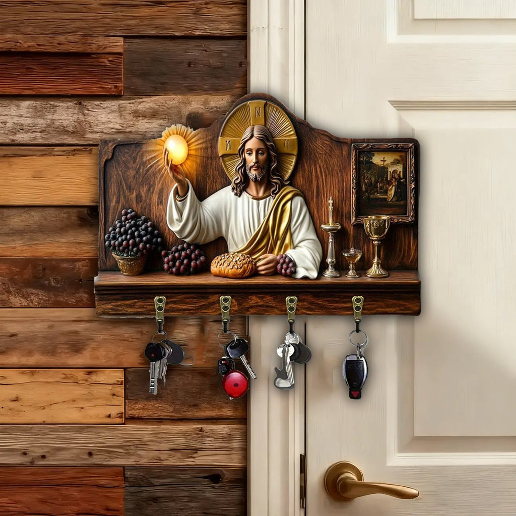 🎁✝️Communion themed wooden multifunctional home key holder (11.8 "X9 in")(2D Flat Products)