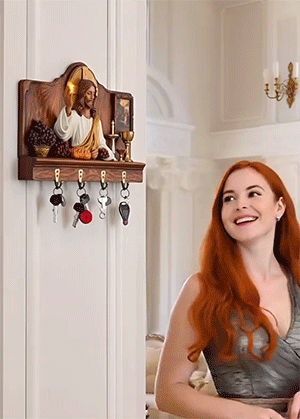 🎁✝️Communion themed wooden multifunctional home key holder (11.8 "X9 in")(2D Flat Products)